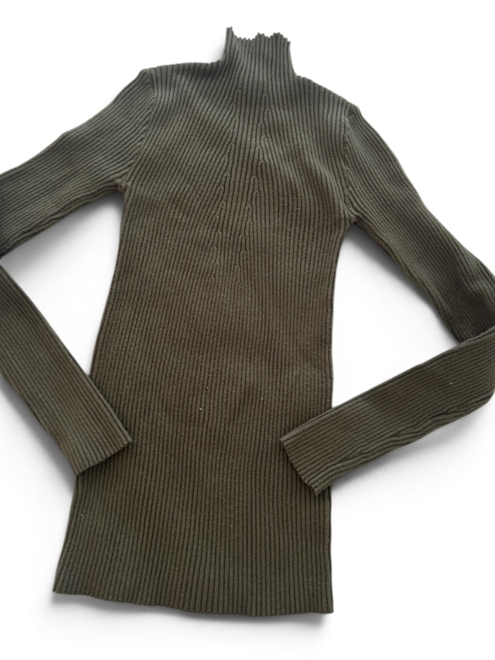 Baltic Born Olive Ribbed Turtleneck Long Sleeve Dress XL